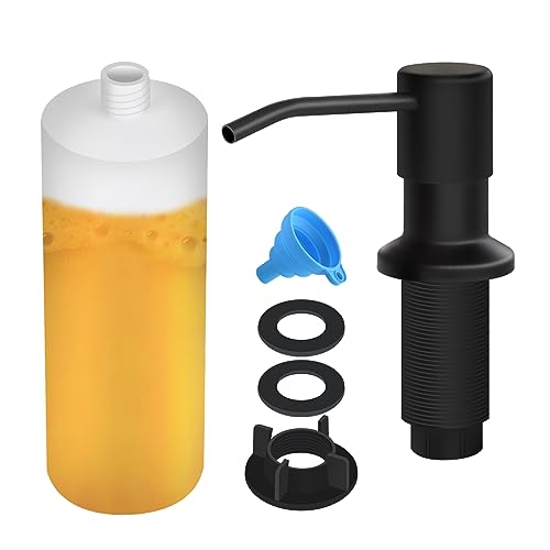 Soap Dispenser for Kitchen Sink, Built in Sink Soap Dispenser Lotion Dispenser with 17 OZ Bottle, Refill from The Top Bar Sink Soap Dispenser, Black (1 Pack) - color: Black