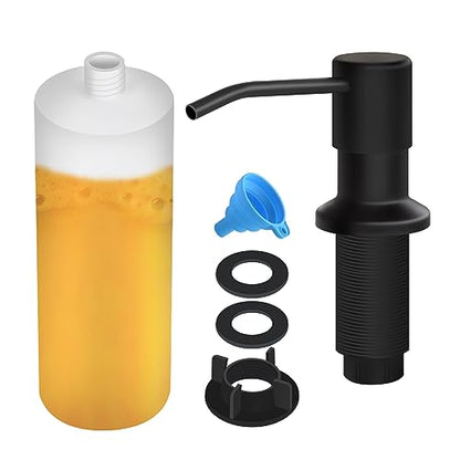 Soap Dispenser for Kitchen Sink, Built in Sink Soap Dispenser Lotion Dispenser with 17 OZ Bottle, Refill from The Top Bar Sink Soap Dispenser, Black (1 Pack) - color: Black