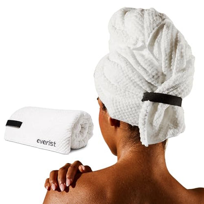 Everist Quick Dry Hair Towel | Microfiber, Reduces Breakage | Microfiber Hair Towel | 50% Shorter Dry Time | Reduces Hair Breakage | Flexible Strap for a Secure, Hands Free Fit