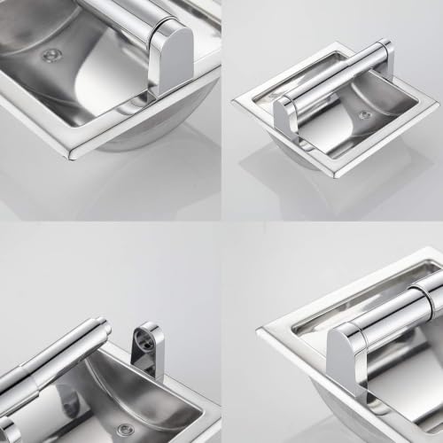 Recessed Toilet Paper Holder, Stainless Steel Toilet Roll Holder Silver | Tissue Dispenser Wall Mount for Bathroom Space Saving Design with Mounting Bracket - color: Silver