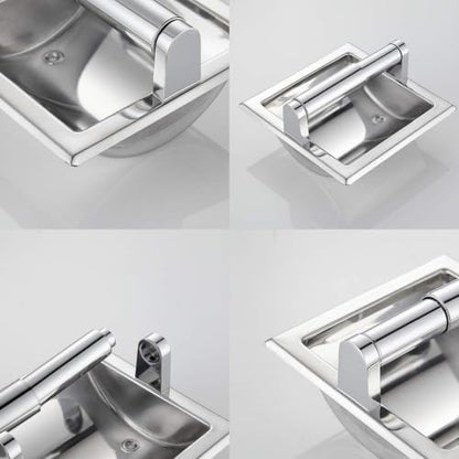 Recessed Toilet Paper Holder, Stainless Steel Toilet Roll Holder Silver | Tissue Dispenser Wall Mount for Bathroom Space Saving Design with Mounting Bracket - color: Silver