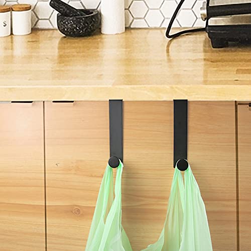Metal Over The Cabinet Door Hooks, 2 Pack, Matte Black, Stainless Steel, Towel Holder for Kitchen, Bathroom, Bedroom - color: Black