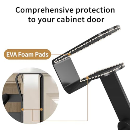 STWWO Over Cabinet Towel Holder with Hooks, 2 Pack Black Bars for Kitchen | Stainless Steel Over The Cabinet Towel Rack Bars, Dish Towel Holder for Kitchen Cabinet Doors - color: Black