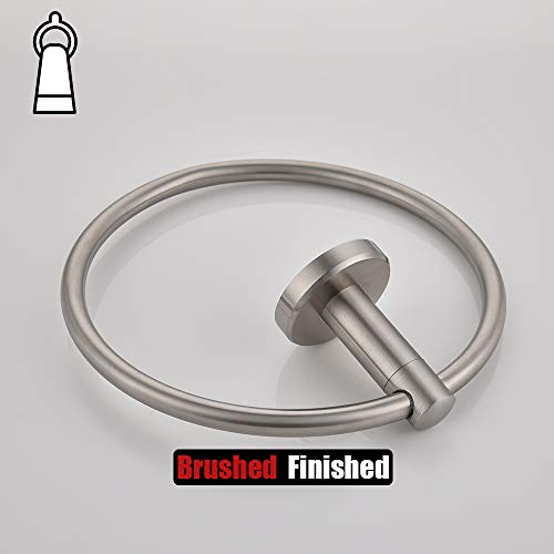 JQK Towel Ring, 304 Stainless Steel Hand Towel Holder for Bathroom, Brushed Finished Wall Mount, TR130-BN - color: Brushed