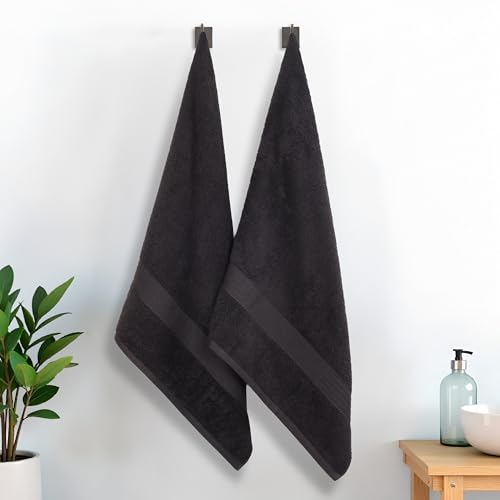 Superior Eco-Friendly Cotton Lightweight Bath Sheets, for Bathroom, Shower, Pool, Quick Dry Home Essentials, Sustainable Towels, 2 Pack Oversized Towels, Includes 2 Bath Sheets, 34" x 68", Black - color: Black - Z