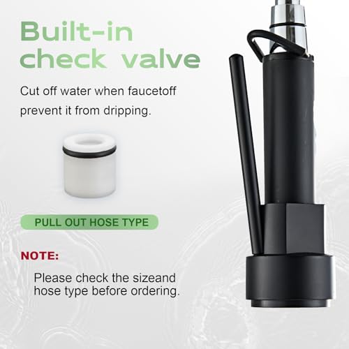 Pull Down Kitchen Faucet Replacement Head, 3-Mode Spray Head with Stream/Spray/Pause, High Pressure Anti-Clog Nozzle, Easy Installation, Universal Fit for Most Kitchen Faucets Matte Black - color: Industrial Spray Head - Matte Black