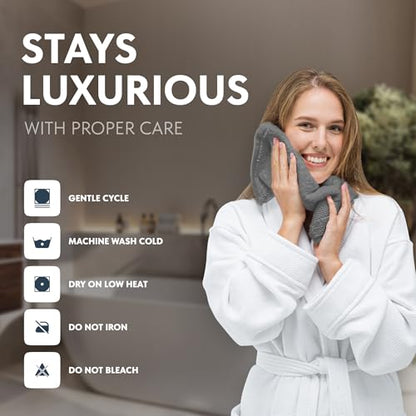 White Classic Light Grey Luxury Cotton Washcloths 12 Pc Set - Large 13x13 Inches Hotel Style Face Towel, High Absorbent Quick Dry Wash Cloths for Home, Spa, Gym, Light Grey, 12 Pack - color: 02: Light Grey