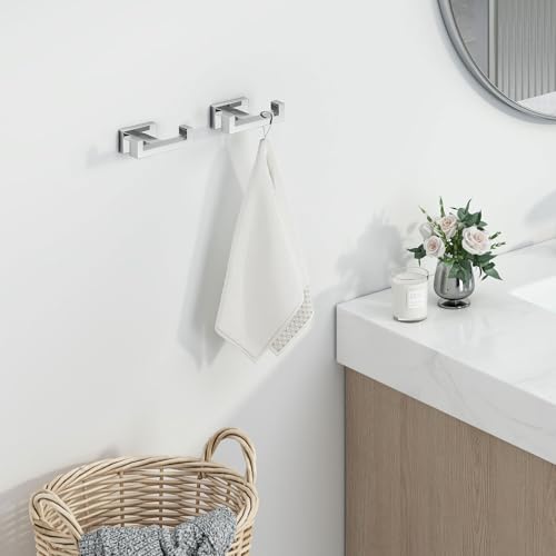 Angle Simple Double Towel Hooks Polished Chrome, Coat Robe Holder, 2 Pack | SUS304 Stainless Steel Hand Towel Hooks for Bathroom Kitchen RV, Screw Wall Mount - color: Polished Chrome, size: 2 Pack