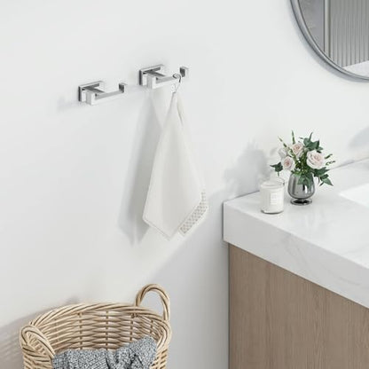 Angle Simple Double Towel Hooks Polished Chrome, Coat Robe Holder, 2 Pack | SUS304 Stainless Steel Hand Towel Hooks for Bathroom Kitchen RV, Screw Wall Mount - color: Polished Chrome, size: 2 Pack