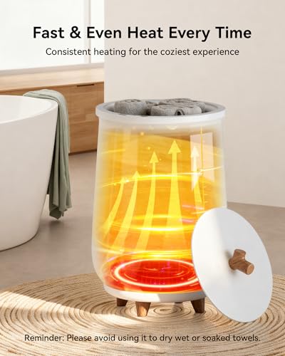 Towel Warmers for Home, 20L Large Towel Warmer Bucket for Spa, Auto Shut-Off, Adjustable Timer, Hot Towel Warmer with Fragrance Disc, Fit Oversized Cloth, White