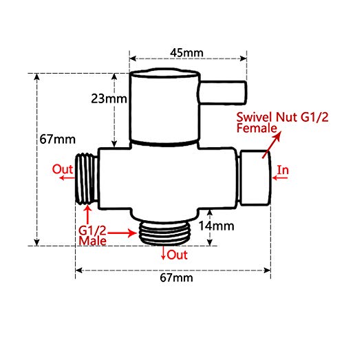 Brass Shower Arm Diverter Valve for Hand Held Showerhead and Fixed Spray Head,G 1/2 3-Way Bathroom Universal Shower System Replacement Part (Oil-Rubbed Bronze) - color: Oil Rubbed Bronze