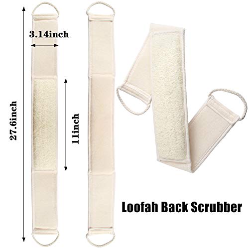 FEBSNOW Natural Loofah Body Scrubber 4Pcs Exfoliating Shower Bath Sponges | Natural Luffa Material, Women and Men Deep Clean Skincare, Exfoliating Back and Face Scrubber Pad
