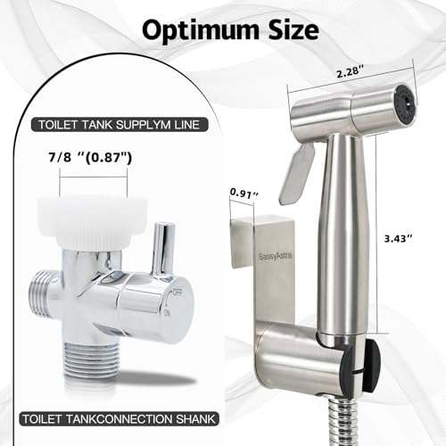 Handheld Toilet Bidet Sprayer — Adjustable Water Pressure, with Hose, Feminine & Pet Wash Kit, Bathroom Hygiene Attachment for Cloth Diaper Cleaning (Quick Install, Stainless Steel) - color: Stainless Steel, size: 1 Pack