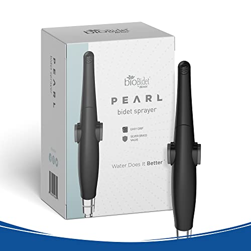 Bio Bidet by Bemis Pearl Handheld Bidet Sprayer Toilet Attachment Posterior & Feminine Wash with Stainless Steel Hose & Mount Kit, Black