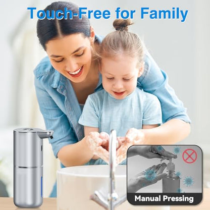 Fachixy Automatic Liquid Soap Dispenser Touchless, Smart Digital Display | 12.8oz/380mL, Up to 90 Days Battery Life, 6 Adjustable Level, Rechargeable, Wall Mountable IPX5 for Kitchen & Bathroom,Silver - color: Silver, style: Liquid