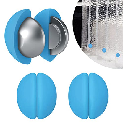 VANZAVANZU 3 Pairs Shower Curtain Weights, Silicone Wrapped Magnets, Heavy Duty Magnets Prevent Curtain Liner from Blowing, Rust-Free, Sea Blue - color: Sea Blue, size: 1.2"W x 1.2"L (Pack of 3)
