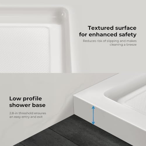 OVE Decors 36x36" Shower Base Center Drain, White - size: 36 x 36, style: Center Drain