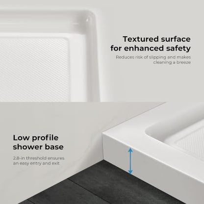OVE Decors 36x36" Shower Base Center Drain, White - size: 36 x 36, style: Center Drain