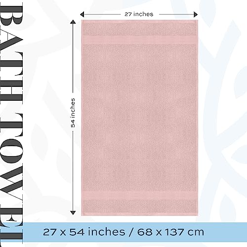 White Classic Luxury Bath Towels Set of 4 Large - 700 GSM Cotton Ultra Soft Bath Towels 27x54 | Highly Absorbent and Quick Dry | Hotel Towels for Bathroom Luxury, Plush Shower Towels, Pink - color: 17: Pink