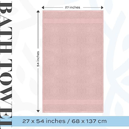 White Classic Luxury Bath Towels Set of 4 Large - 700 GSM Cotton Ultra Soft Bath Towels 27x54 | Highly Absorbent and Quick Dry | Hotel Towels for Bathroom Luxury, Plush Shower Towels, Pink - color: 17: Pink
