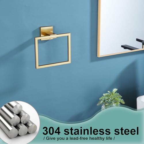 KOKOSIRI Hand Towel Ring Shower Towel Hanger Holder Bath Towel Holder Bathroom Lavatory Stainless Steel Wall Mount, Brushed Gold, B3004BG - color: Brushed Gold, size: 1 Pack