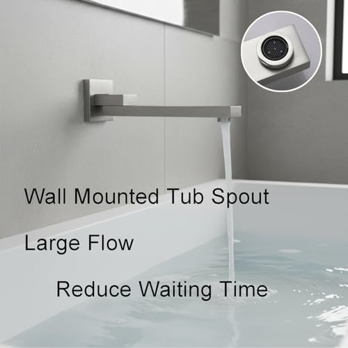 4 Way Thermostatic Shower System with 12 inch Ceiling Shower Head, 6 Body Jet, Tub Spout, Handheld Spray, Brushed Nickel - color: Brushed Nickel, size: 12" Ceiling Shower