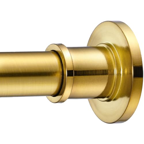 BRIOFOX Industrial Shower Curtain Rod - Rustproof Non-Slip 43-72 Inches Tension Curtain Rod for Window or Bathroom, Light Gold - color: Light Gold, size: 43-72 Inch