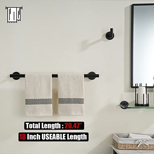 JQK Black Towel Bar, 20.5 Inch 304 Stainless Steel Thicken 0.8mm Towel Rack Bathroom, Towel Holder Matte Black Wall Mount, Useable Length 18 Inch 2 Pack, TB110L18-PB-P2 - color: Black, size: 20.5 Inch (2 Pack)