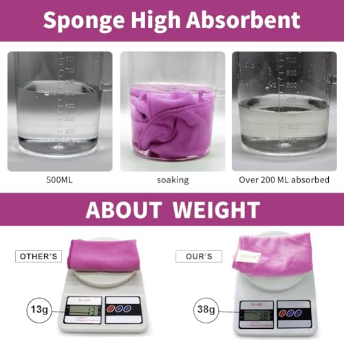 Premium Microfiber Cleaning Cloths, Ultra Absorbent Lint-Free Reusable Towels for Kitchen, Glass, Countertops, Stainless Steel & Household Cleaning, 400 GSM, 12" x 12" - color: Purple