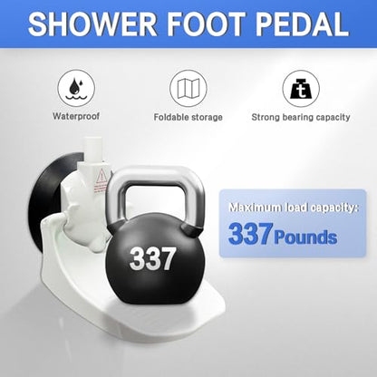 Shower Foot Rest for Shaving Legs with Upgraded Industrial Suction Cup, Only Fit Smooth & Non-Porous & Bigger 5.2 Inches Tile Wall, White, Pack of 1 | Sticks Securely: 5" industrial suction cup offer 337 lbs holding power on smooth tile/glass - for leg sh