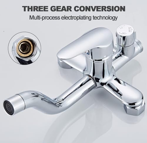 Stainless Steel 304 Silver Shower Faucet Set, Wall Mount Triple Function Shower System, Shower Set Including 8" Rainfall Shower Head with Handheld Combo, Shower Faucet Complete Set, Outdoor Shower