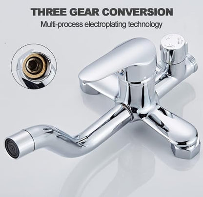 Stainless Steel 304 Silver Shower Faucet Set, Wall Mount Triple Function Shower System, Shower Set Including 8" Rainfall Shower Head with Handheld Combo, Shower Faucet Complete Set, Outdoor Shower