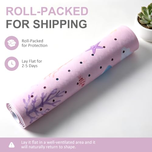 Bath Mat for Tub Non Slip, Bathtub Mat for Kids | Anti Slip, Foldable, Extra Long, Suction Cup for Strong Grip - color: Lightpink