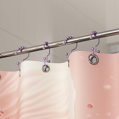Titanker Shower Curtain Hooks Rings, Rust-Resistant Metal Double Glide Shower Hooks for Bathroom Shower Rods Curtains, Set of 12 Hooks - Greyish-Purple - color: Greyish-purple, style: Modern