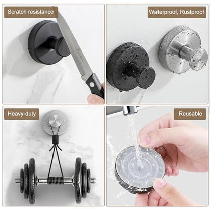 ZESLMG Suction Cup Hooks for Shower, Bronze Wreath Hangers for Front Door Glass Window Bathroom Kitchen Wall, Removable Towel Holder Bath Robe Loofah Coat Hooks No Damage for Hanging, 2 Pack
