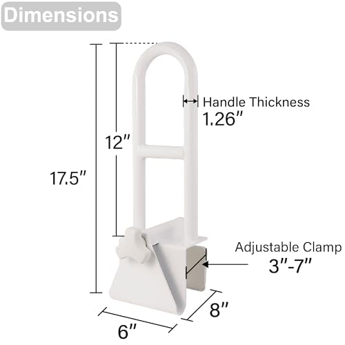 Vaunn Medical Secure Bathtub Safety Rail, ADA Compliant Shower Grab Bar Handle for Elderly and Disabled, Secure Locking Tub Clamp, 300 lbs - style: Fixed