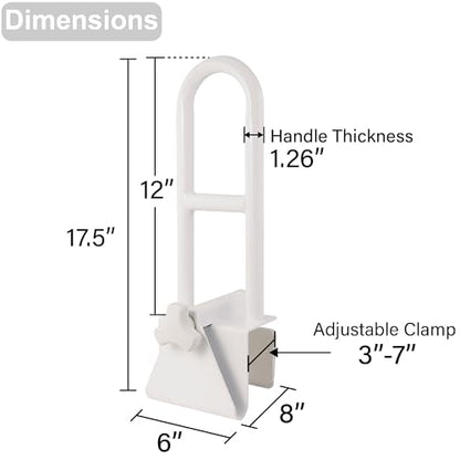 Vaunn Medical Secure Bathtub Safety Rail, ADA Compliant Shower Grab Bar Handle for Elderly and Disabled, Secure Locking Tub Clamp, 300 lbs - style: Fixed