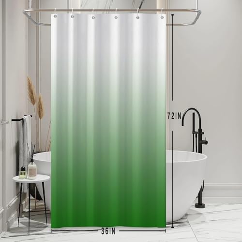 Ombre Lime Green Stall RV Shower Curtain with Hooks 36x72inches | Machine Washable Waterproof, Modern Solid Boho Gradient, Bathroom Dorm Hotel Room Divider, Easy to Install, Window Curtain - color: Lime Green, size: 36"W x 72"L (Pack of 1)