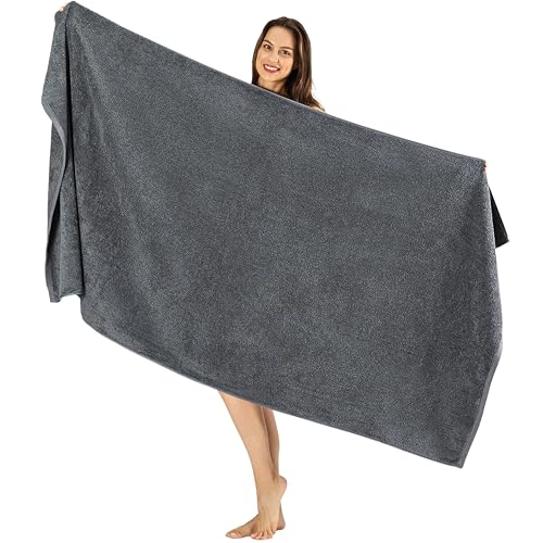 SALBAKOS Luxury 100% Turkish Cotton Bath Sheet 40x80 in (1-Piece, Gray) | Extra Large Jumbo Oversized Bathroom and Beach Towel, Super Soft Highly Absorbent Thick Premium Hotel Quality, Made in Turkey - color: Gray, size: Jumbo Bath Sheet