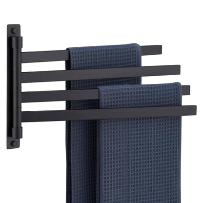 KOKOSIRI Bathroom Towel Bars Swivel Towel Rails Matte Black Swing Out Hand Towel Holder 4-Arm for Bath Kitchen Wall Stainless Steel B5007BK-A4 - size: 4-Bar
