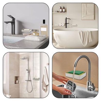 Soap Dish Stainless Steel Silver Soap Dish Holder Wall Mounted Shower Soap Holder with Screws, Sturdy Soap Dish for Bar Soap Stylish Soap Dish Holder (Medium, Silver) - color: Brushed Silver