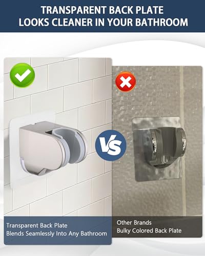 Handheld Shower Head Holder Super Strong Adhesive No Drill Adjustable Wall Mount for Hand Held Wand, Ideal for Kids, Elderly, and Short Users (Brushed Nickel) - color: Brushed Nickel