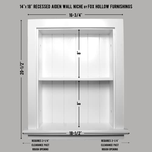 14x18 Aiden Recessed Wall Niche Medicine Cabinet Replacement, in The Wall Bathroom Cabinet Insert Shelf/Shelves, Made in North America, Real Wood, NO MDF, Beadboard, White - color: White, size: 14x18