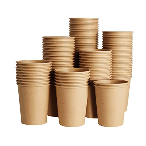 SIUQ 400 Pack 8 oz Kraft Paper Cups, Unbleached Disposable Coffee Cups | Brown Thickened Paper Cups for Hot/Cold Beverage, Party, Home, Cafes, Bistros, Businesses - style: 8oz-400pack