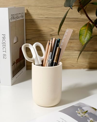 BosilunLife Ceramic Toothbrush Holder - 12oz Bathroom Toothbrush Holder Tooth Brush Holders Tumbler Cups Reusable Toothbrush Mouthwash Cup Small Toothbrush and Toothpaste Holder, Apricot - color: Apricot-cyl, size: cylinder