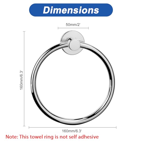 NearMoon Bath Towel Ring, Bathroom Hardware Accessories-Thicken Stainless Steel Hand Towel Holder for Bathroom, Modern Round Towel Hanger Wall Mounted (Chrome, 1 Pack) - color: Chrome