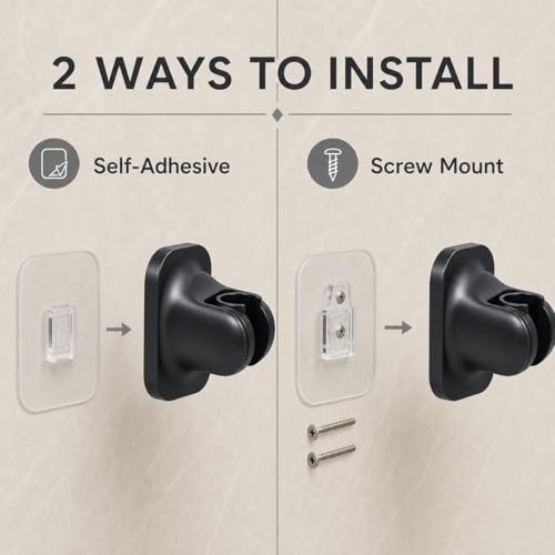 Handheld Shower Head Holder, Adhesive Showerhead Bracket, Angle Adjustable Shower Wand Holder Wall Mounted, Black - color: Black