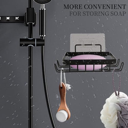 Carrie Joe Soap Holder Self Draining Soap Dish Razor Holder for Shower Wall Not Punched Easy Clean Bar Soap Holder Fit for Bathroom, Kitchen Sink - color: Black-1