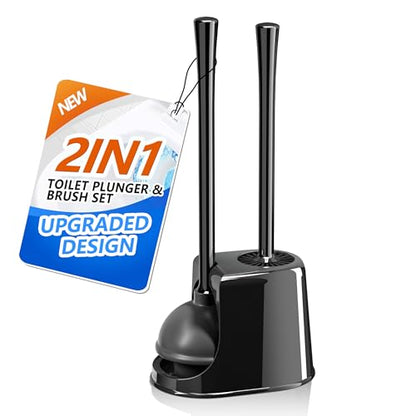 Toilet Plunger and Brush Set, Bowl Brush and Heavy Duty Toilet Brush with Ventilated Holder, 2-in-1 Toilet Brush and Plunger Combo for Bathroom Deeply Cleaning - color: Style 3
