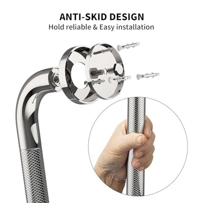 20 Inch Polished Chrome Shower Grab Bar with Anti-Slip Knurled Grip | YuanDe Stainless Steel Bathroom Grab Bars，Shower Handrail Support, Handicap Elderly Balance Assist Handles-2Packs - color: Chrome, size: 20inch-2Pack